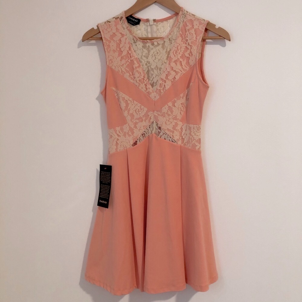 NWT Bebe Coral Lace Dress